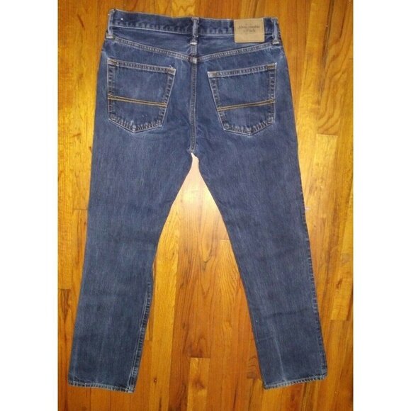 ABERCROMBIE & FITCH MENS Jeans Button Fly Distressed ripped 33x32 Y2k straight - Picture 2 of 11